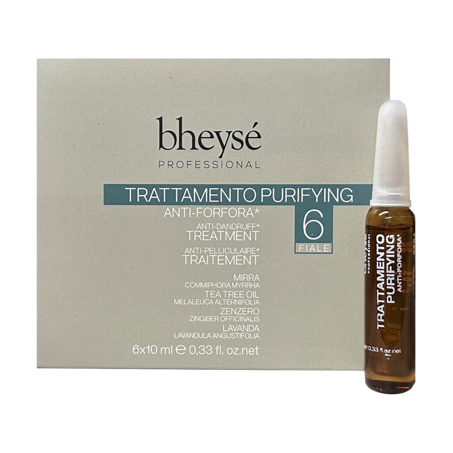 Ампули Bheyse Professional Purifying Treatment проти лупи, з комплексом активних інгредієнтів, 6*10 мл